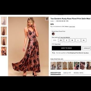 Tea Gardens Rusty Rose Floral Print Satin Dress